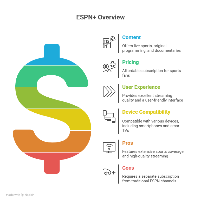 Yacine TV Alternatives: Best Streaming Platforms in 2026 2 Yacine TV Alternatives: ESPN OVERVIEW INFOGRAPHICS