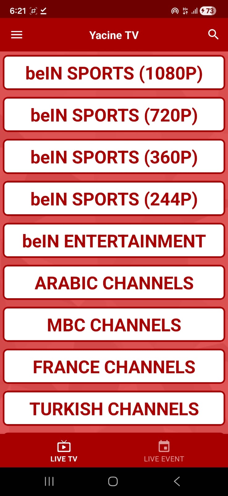 Channel list scrolling